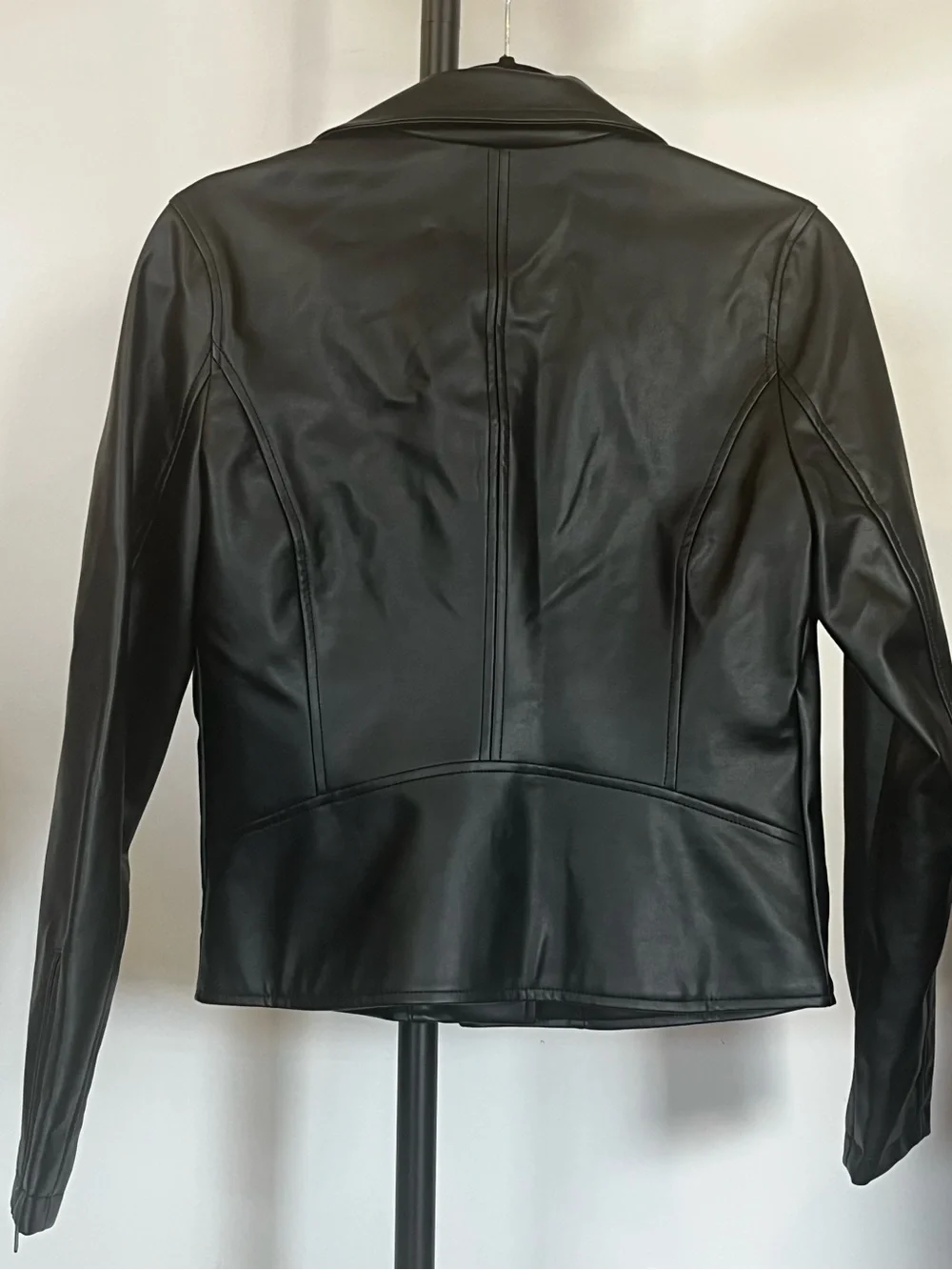 CoffeeShop Black Faux Leather Asymmetrical Moto Jacket Small - Picture 3 of 11
